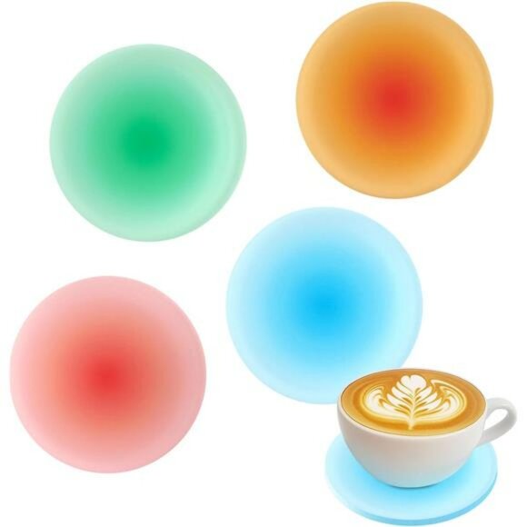 Colorful acrylic drink coasters set of 4 round non slip table cup mats coffee ba - Picture 1 of 8